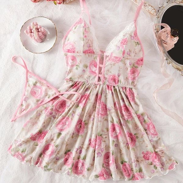 Sexy Women's Lingerie Floral Lace Sleepwear Underwear Dress See-Thru Babydoll US