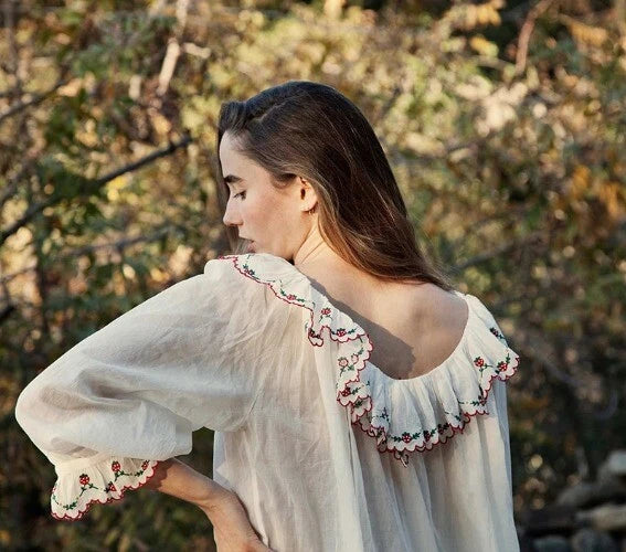 Vintage Women Sleepwear LadiesStrawberry Embroidery Lace  Semitransparent Dress