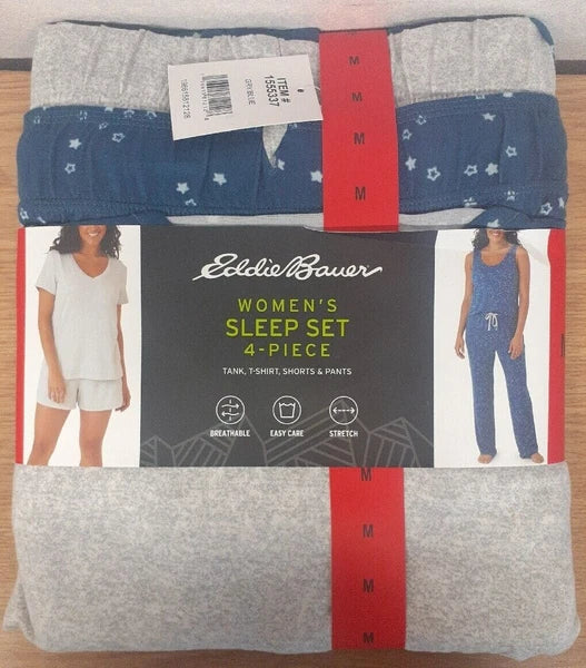 Eddie Bauer Womens Set 4-pc shorts, pants, tank, t-shirt Christmas Gift Pyjamas
