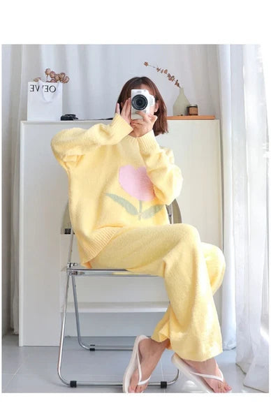 Pajamas Women's Autumn Tulip Home Clothes Coral Fleece Thickened Outwear Suit