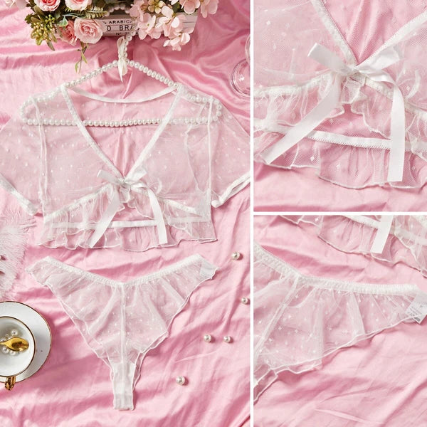 Sexy Lingerie Womens See Through Sheer Babydoll Sleepwear Nightwear Tops&Panties