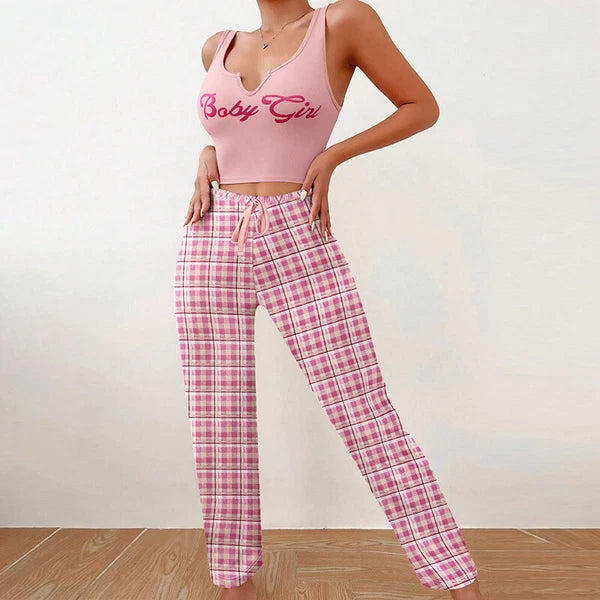 Women's Sexy Pajamas Cami Tops With Pants Pyjamas Vest Sleepwear Lingerie Sets