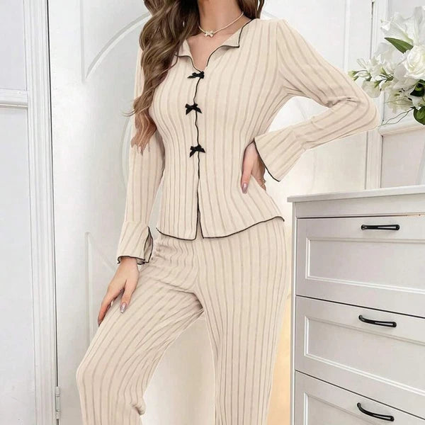 Home Relaxation Essentials Elegant Women's Autumn & Winter Two Piece Pajama Set