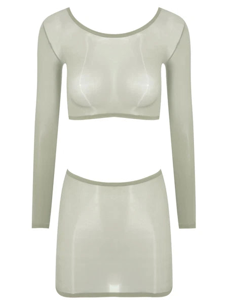 Womens Nightwear Long Sleeve Clubwear Bodycon Outfits Nylon Pajamas Sexy Mini