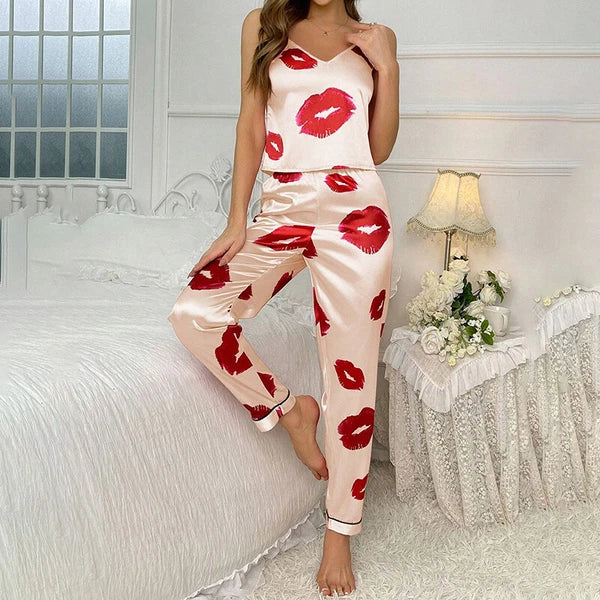 Women Silk Satin Pajamas Pj Cami Vest Set Soft Nightwear Sleepwear Sexy Lingerie