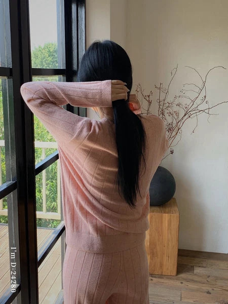 Pajamas Sets Women's Color Yarn Homewear Casual Suit Two-piece Sleep Top+pants