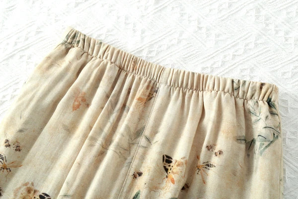 Chinese style Women's Bamboo Fiber Hanfu Summer Long Sleeved Topa & Pants Set