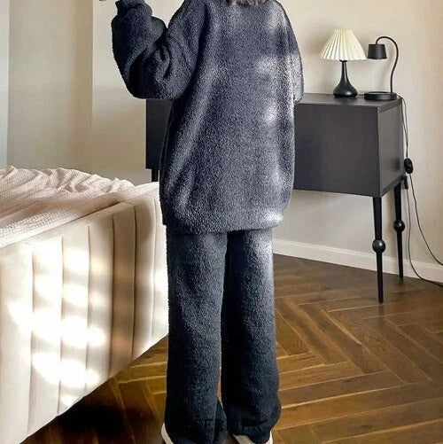 2024 Warm Flannel Pajamas for Women Sweet Velvet Thicken Loose Sleepwear Set