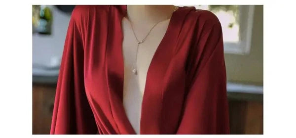 Sexy Robe with Lace Satin Women Nightgown Bathrobe Gown Nightdress Gown Home