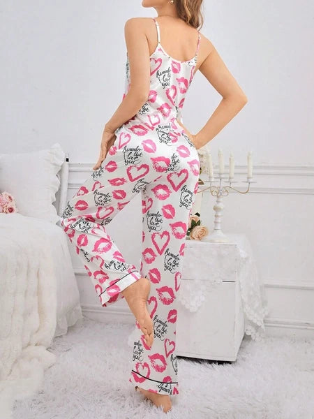 Women Silk Satin Pajamas Pj Cami Vest Set Soft Nightwear Sleepwear Sexy Lingerie