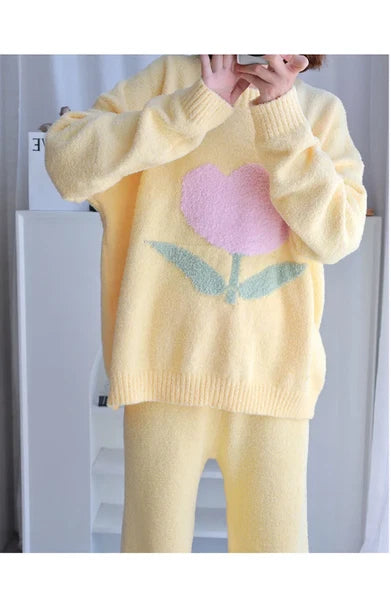 Pajamas Women's Autumn Tulip Home Clothes Coral Fleece Thickened Outwear Suit