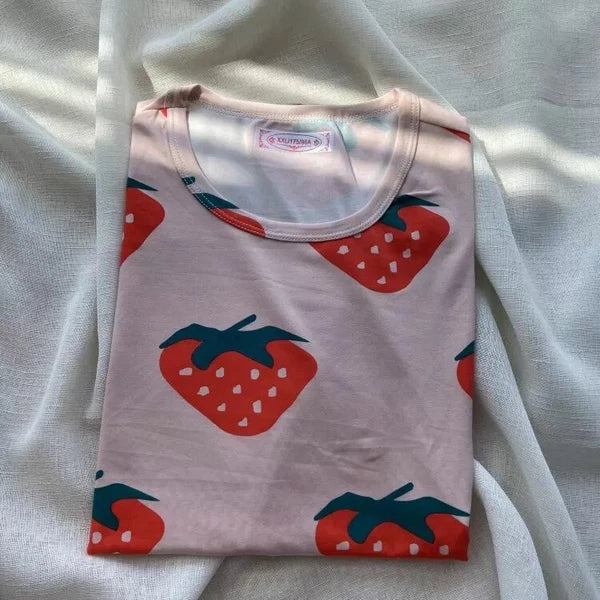 Summer Women's Sleep Shirt Dress Short Sleeve Cotton Casual Nightwear Pajama Set