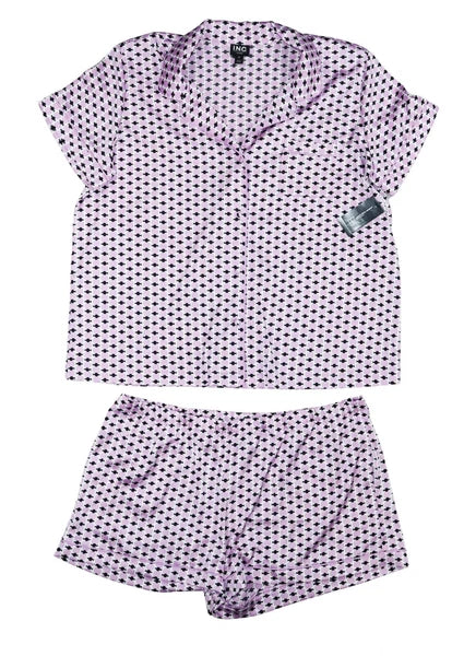 INC International Concepts Geo Rings 2-Piece Satin Women's Pajama Set NWT