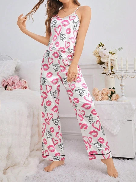 Women Silk Satin Pajamas Pj Cami Vest Set Soft Nightwear Sleepwear Sexy Lingerie