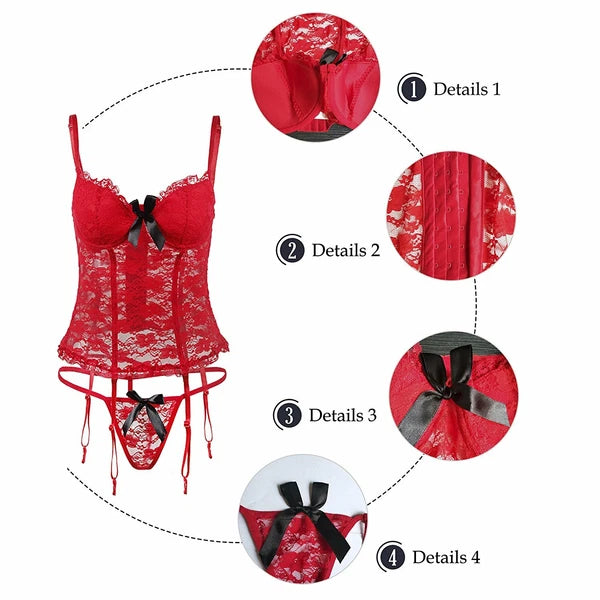 Women's Lingerie Lace Dress Underwear Babydoll Sleepwear Nightwear G-String