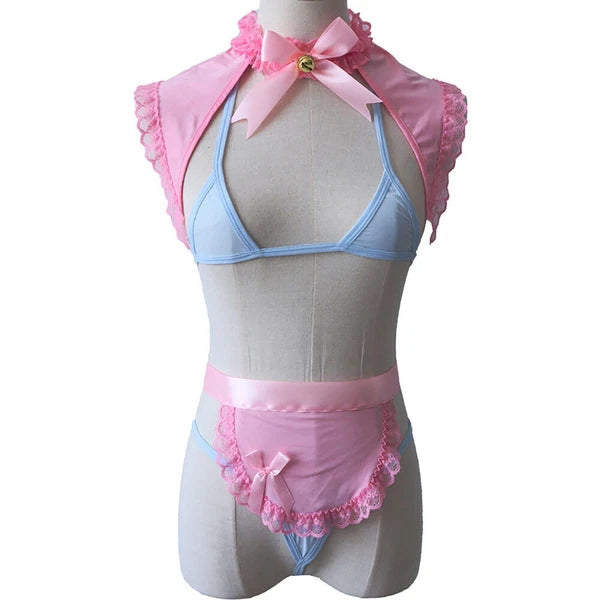 Women's Sexy Japanese Anime Maid Cosplay Costumes Teddy Lingerie Set Nightwear