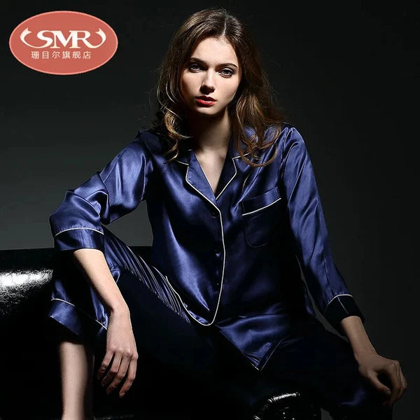 Pajamas Women Summer Autumn Spring Winter Long-sleeved Two-piece Set Sleepwear