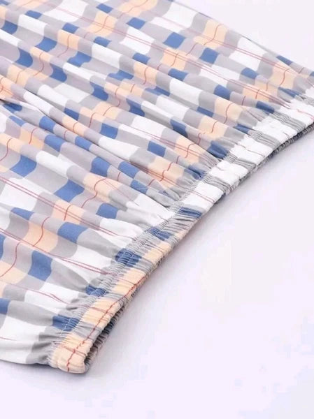 Plaid Print Crew Neck Pyjama Set Casual Long Sleeve Long Bottoms