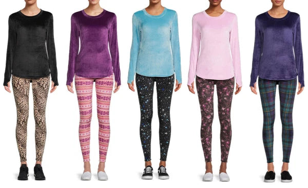 Cuddl Duds VELOUR 2pc Set ClimateRight Womens S-2X Top Legging Pajama Base Layer