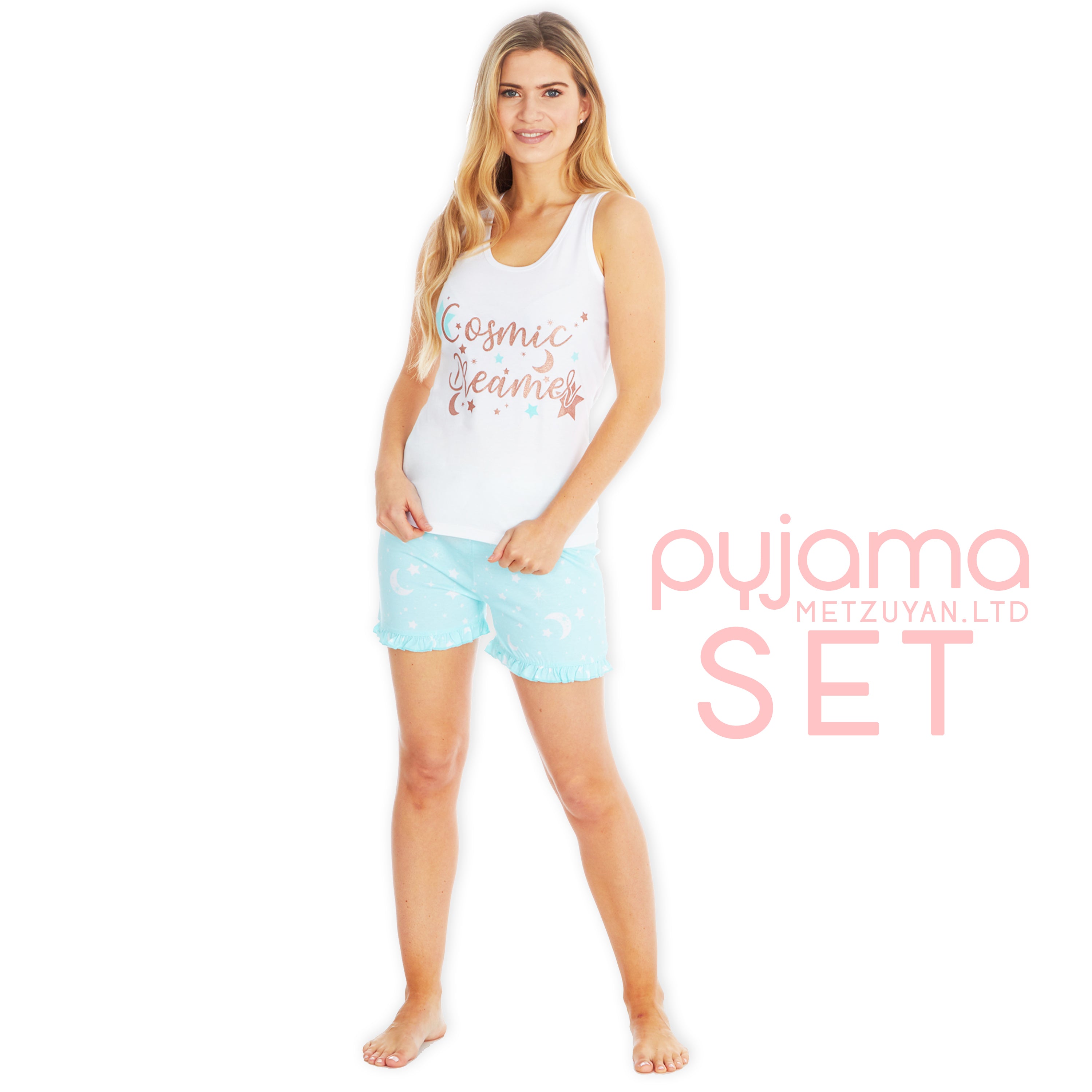 Ladies Cool Comfort Cotton Shortie Set Pyjama Shorty Set Sleeveless Pyjamas NEW